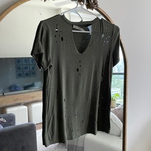 Unique hunter green top with cutout details